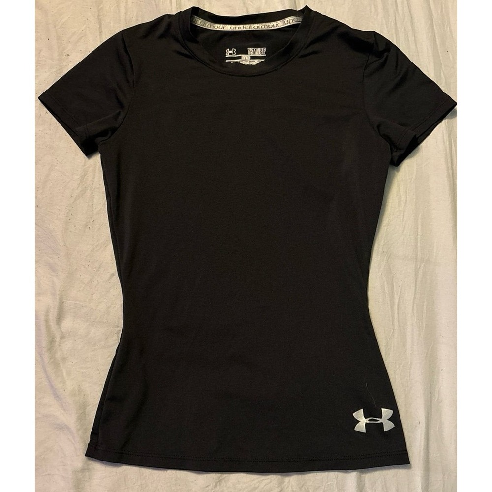 Under Armour HeatGear Boy's Black Fitted Baselayer Tee, Size Youth Small